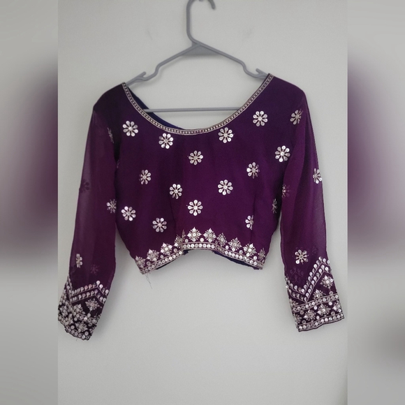 Dazzling Purple Georgette Lehenga Choli - Picture 13 of 15